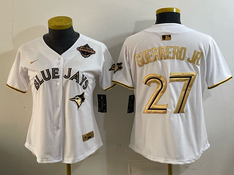 Women Nike 2026 Toronto Blue Jays #27 Guerrero jr white gold Game MLB Jersey 12